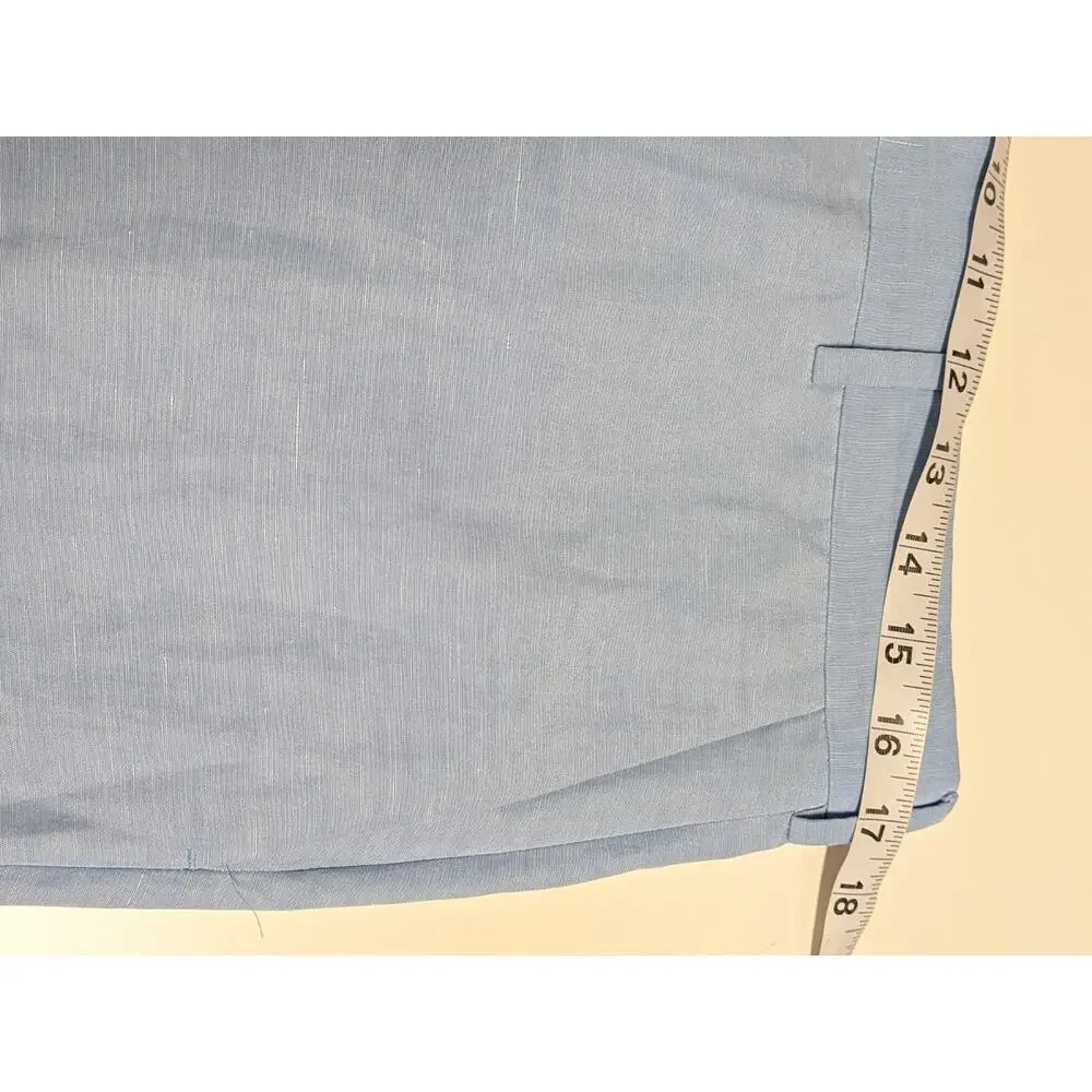 Ralph Lauren Purple Label Linen Silk Pants 34x30 Blue Trousers Cuffed *Flaw
